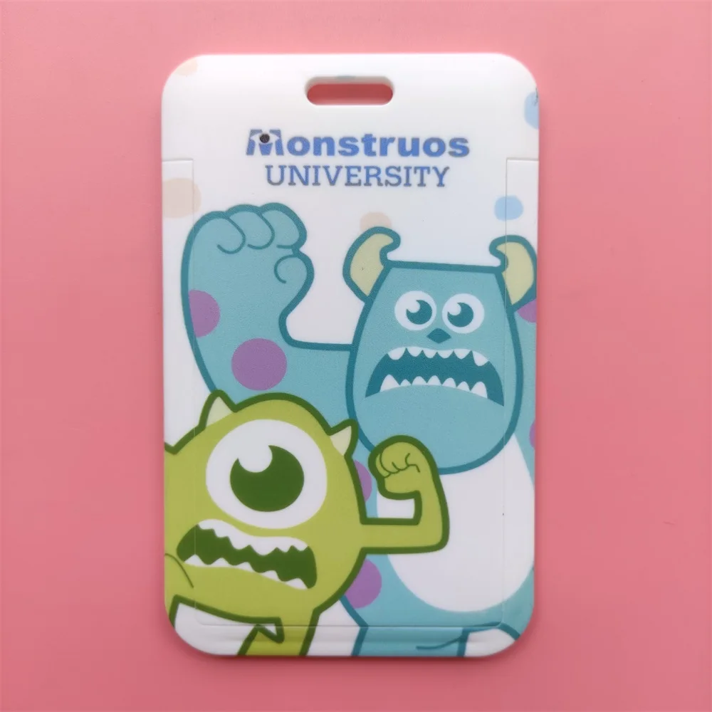 Disney Monsters University Men\'s Plastic Anime ID Card Holder Fashion Badge Sliding Work Name Tag Bus Lanyard Card Holder