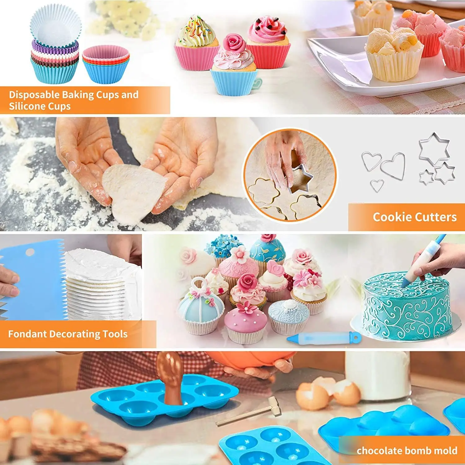 Imagem -06 - Ferramentas de Decoração do Bolo Suprimentos Kit Acessórios de Cozimento com Caixa de Armazenamento Bolsas de Tubulação e Dicas de Confeitaria Conjunto Fondant Padaria 236 pc