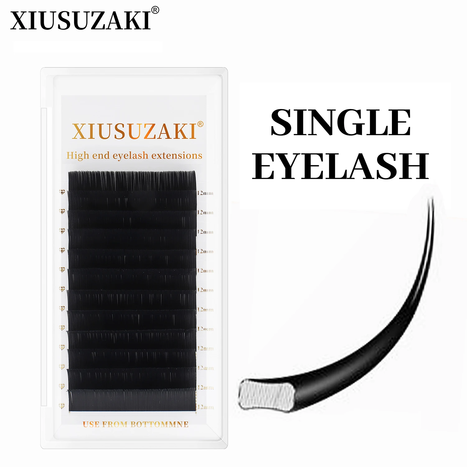 XIUSUZAKI Flat Ellipse Eyelash Split Tips Matte Gray Black Color Super Soft Gentle Natural Eyelash Extension Flat Shape Lashes