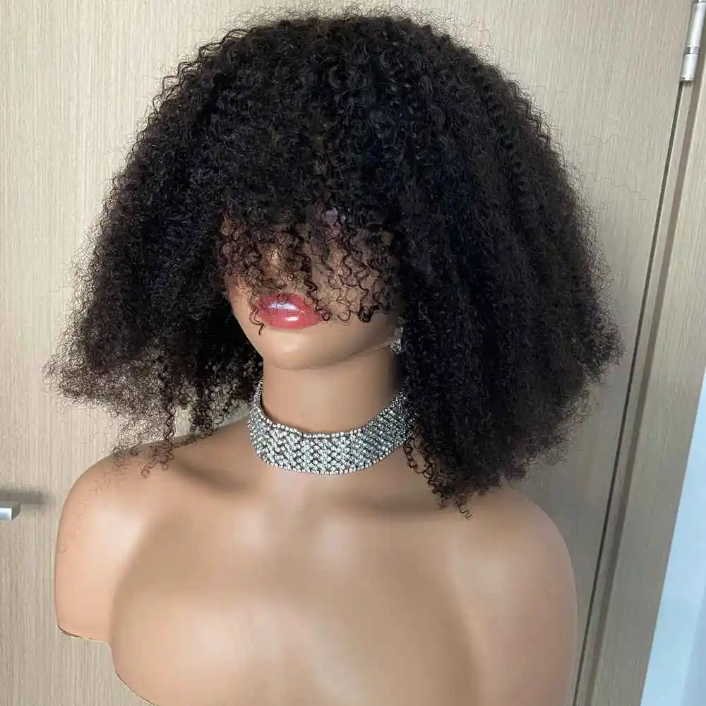 Mongolian Short 4B 4C Wigs Afro Kinky Curly Bob Wig Brazilian Wig Human Hair Human Hair Natural Hair Wigs Full Machine