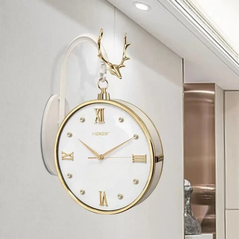 

2025 stylish and modern double-sided wall clock lamp home living room dining room decoration