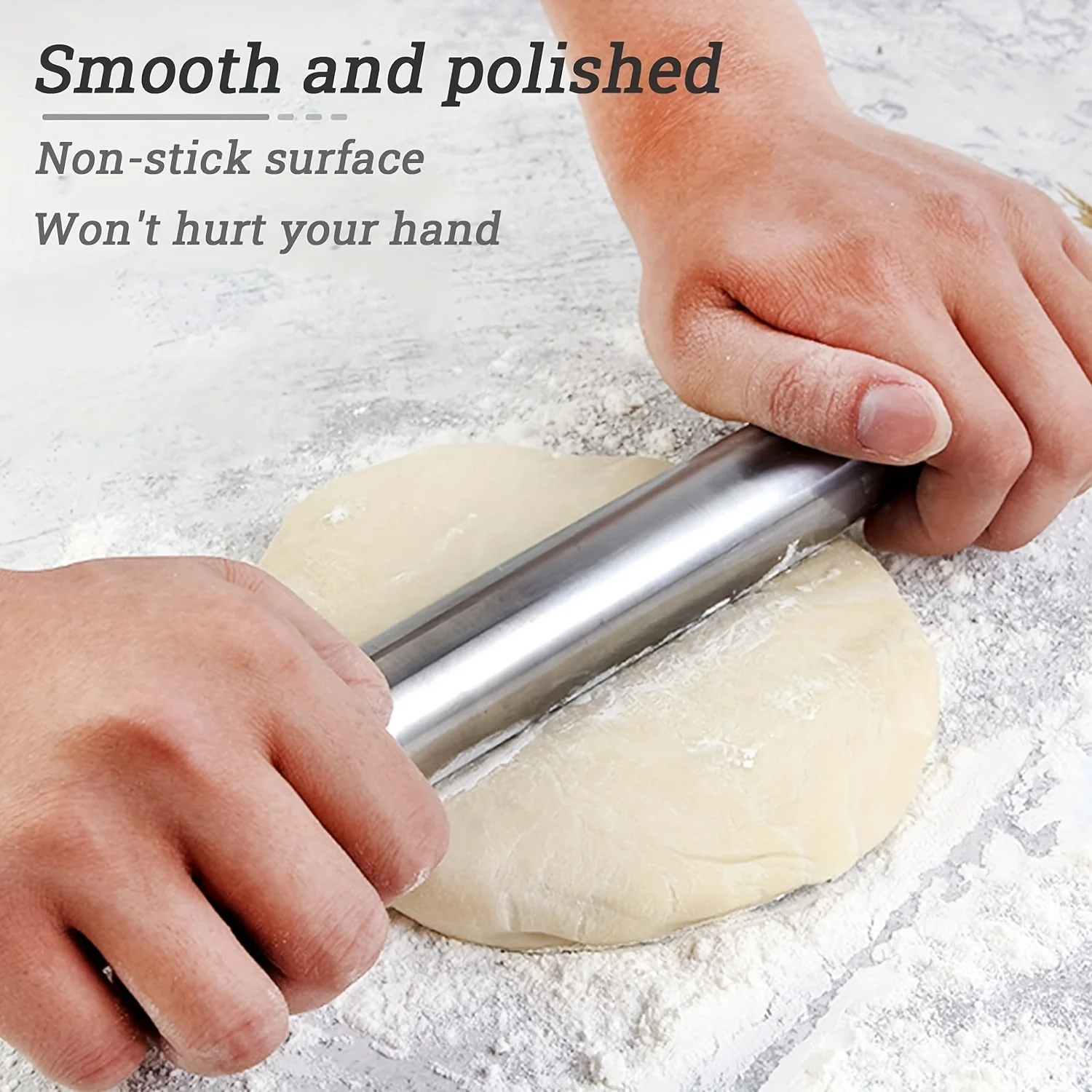 Stainless steel rolling pin non-stick dough rolling machine Kitchen baking tools and supplies for cakes, pasta