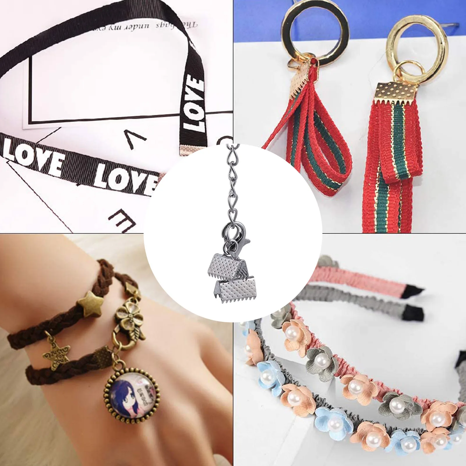 

20pcs 10Mm Iron Kneading Clamps Textured Crimp Ends Cord Ends Fastener Clasps For Diy Jewelry Making Accessories Buckle Set