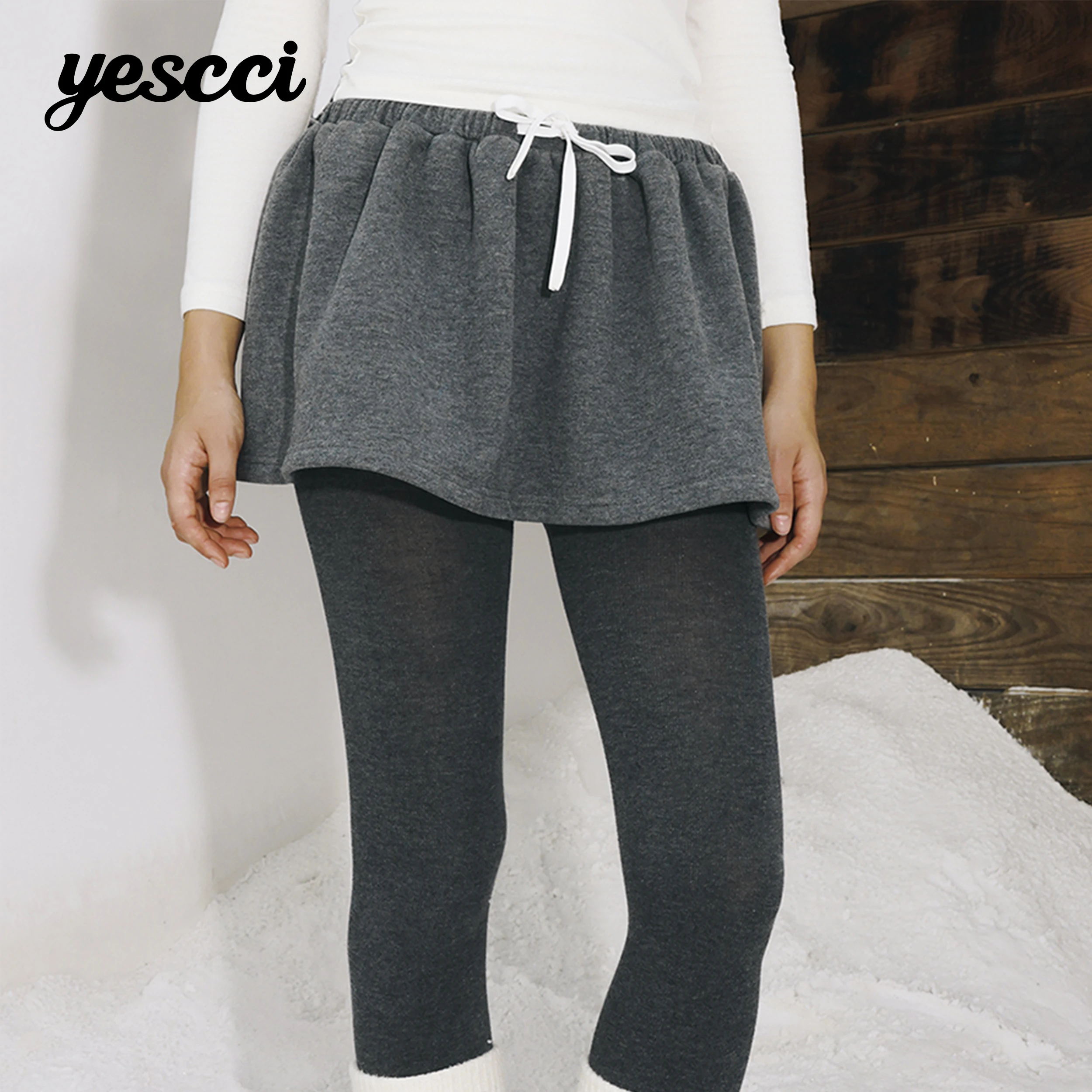 YESCCI Pleated A Line Skirts Woman Drawstring Elastic Waist Mini Skirts Autumn New Solid Cozy Flowy Women's Clothing S54446068