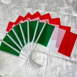Italy flag home decoration banner 14x21cm Italy flag waving flag with 30cm plastic pole European football fans flag