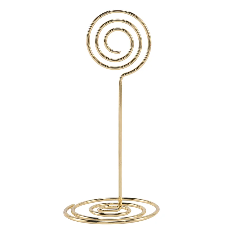 60 Pack Table Number Card Holders Photo Holder Stands Place Paper Menu Clips, Circle Shape (Gold)