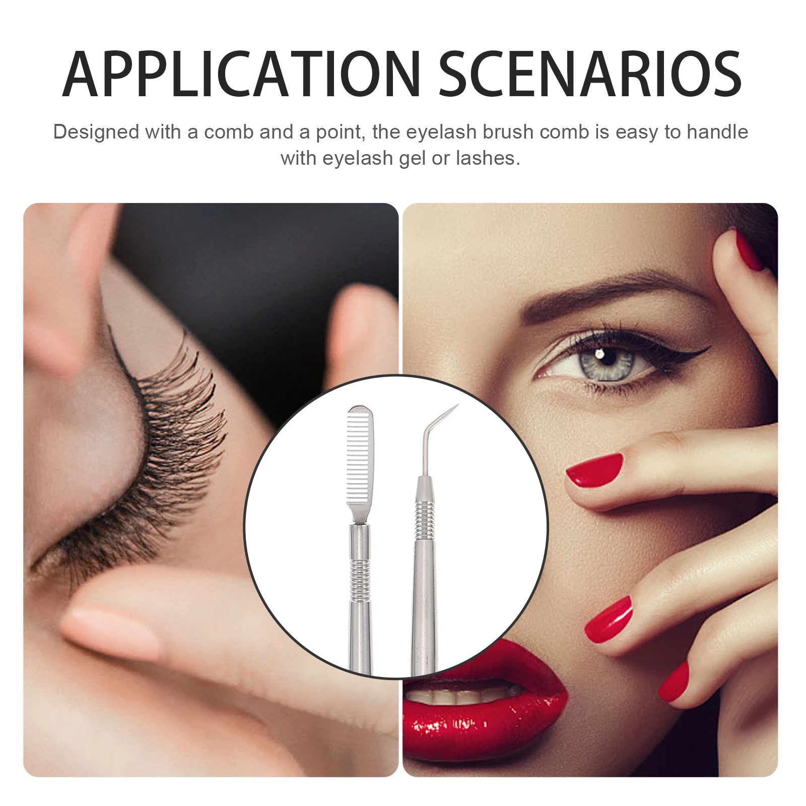 

2 Pcs Eyelash Separator Tool Lift Perm Tools in 1 Beginner Eyebrow Stainless Steel Multipurpose Combs Makeup Artist