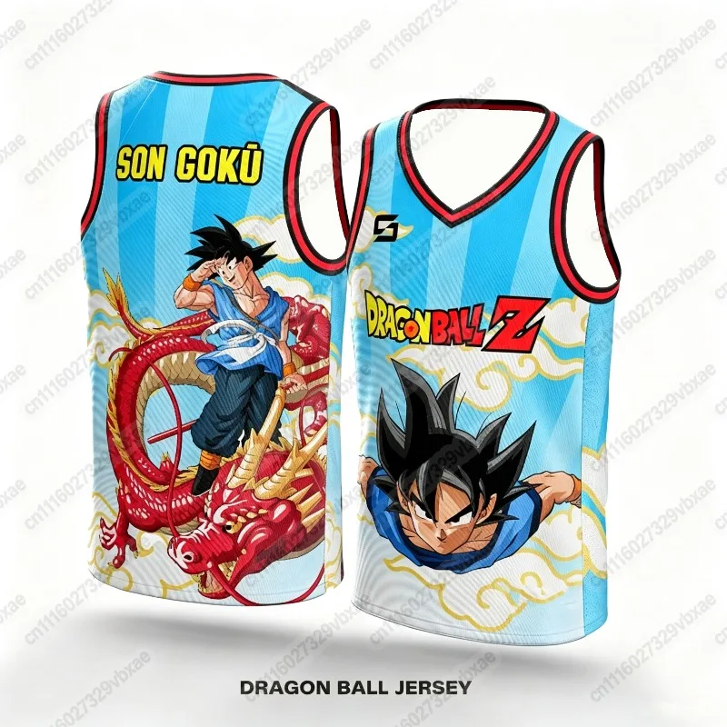 2026 Summer Dragon Ball Goku Oversized Anime Print Men's Sleeveless T-Shirts Workout Vest Summer Quick-dry FamilyMatching