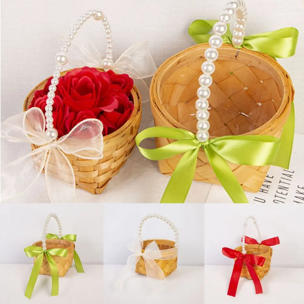 

Fashionable Handmade Woven Hanging Basket Mini Handheld Wooden Chip Flower Pot DIY Handheld Storage Basket Home Living Room