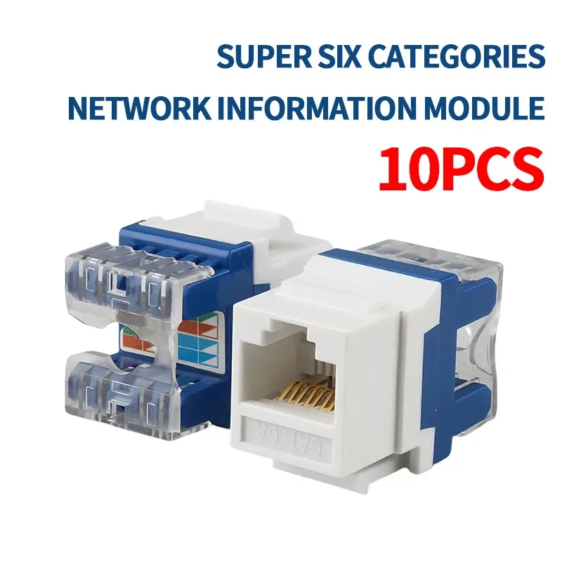 10pcs CAT6A RJ45 Network Module Socket, Tool - free Design, 10 Gigabit Speed, Ideal for Home & Office Network