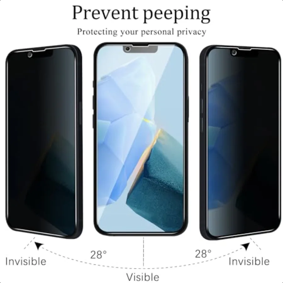 KAREEN 2 Pack Privacy Screen Protector For iPhone 14 Pro 6.1Inch Anti Spy Private Tempered Glass Film Bubble Free 9H Hardn Easy