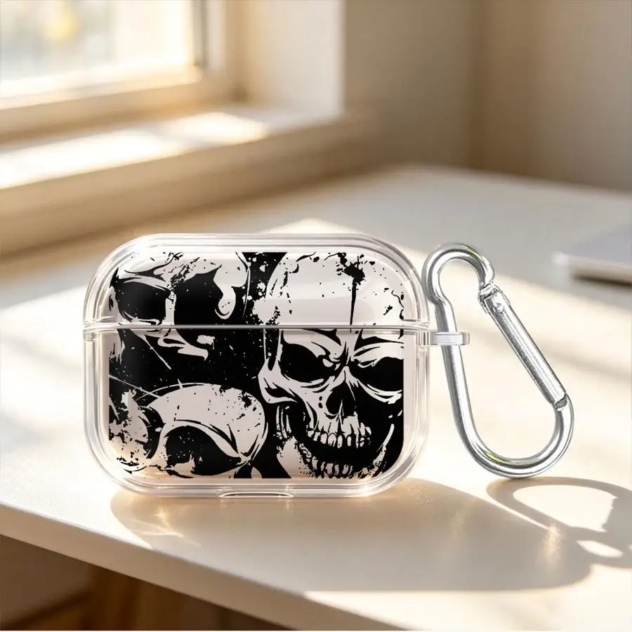 Case For Airpods Pro3 Pro2 2 Pro 1 4 3 Clear Earphone Cases Cover Dark Dense Skeleton