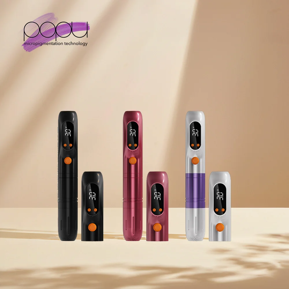 الجملة POPU Lola Air S الكهربائية الوشم بندقية مخصصة الشعر السكتة الدماغية Microblading الحاجب القلم اللاسلكية PMU آلة ل نانو السكتة الدماغية