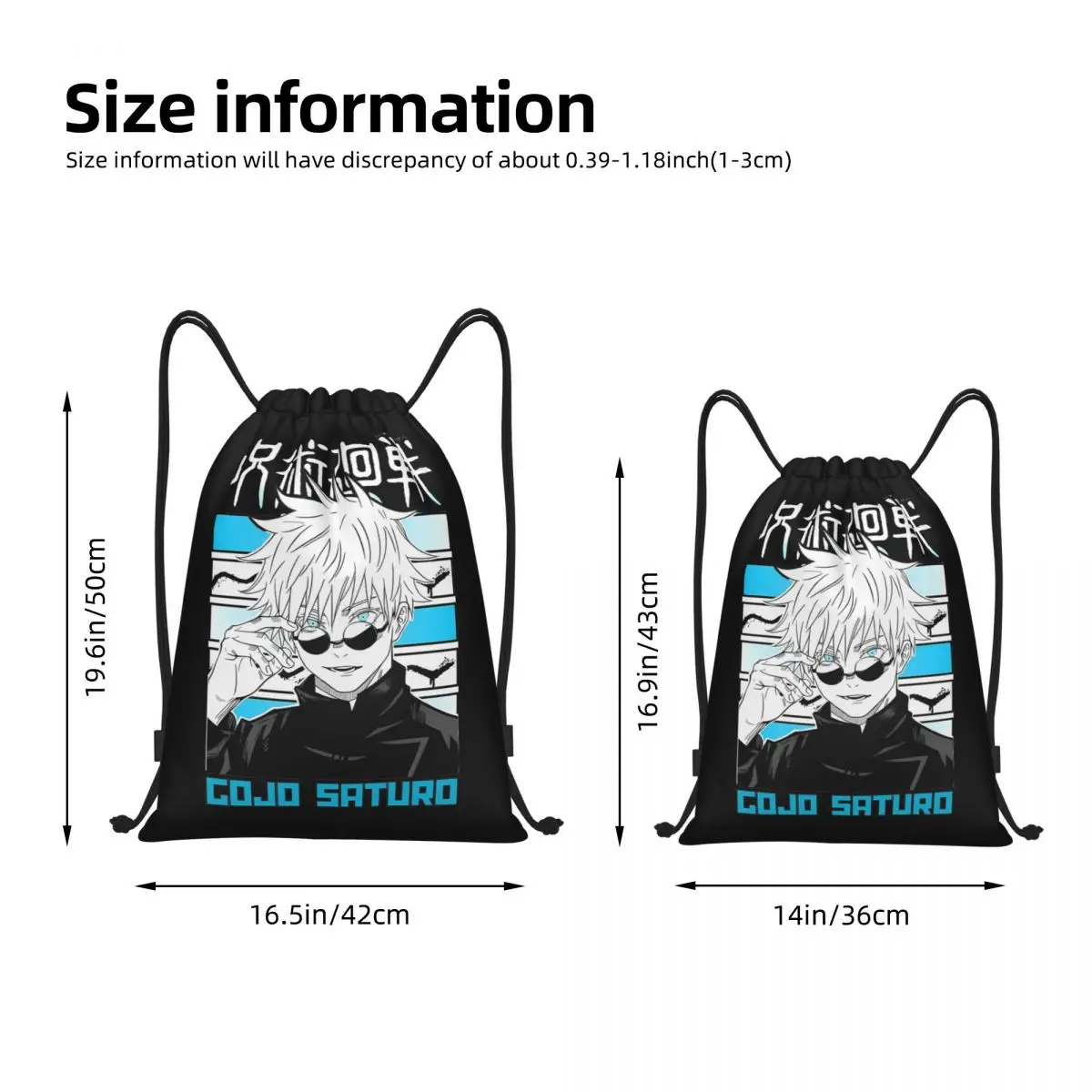 Japanese Anime Jujutsu Kaisen Drawstring Bags Sports Backpack Gym Sackpack Gojo Satoru String Bag for Cycling