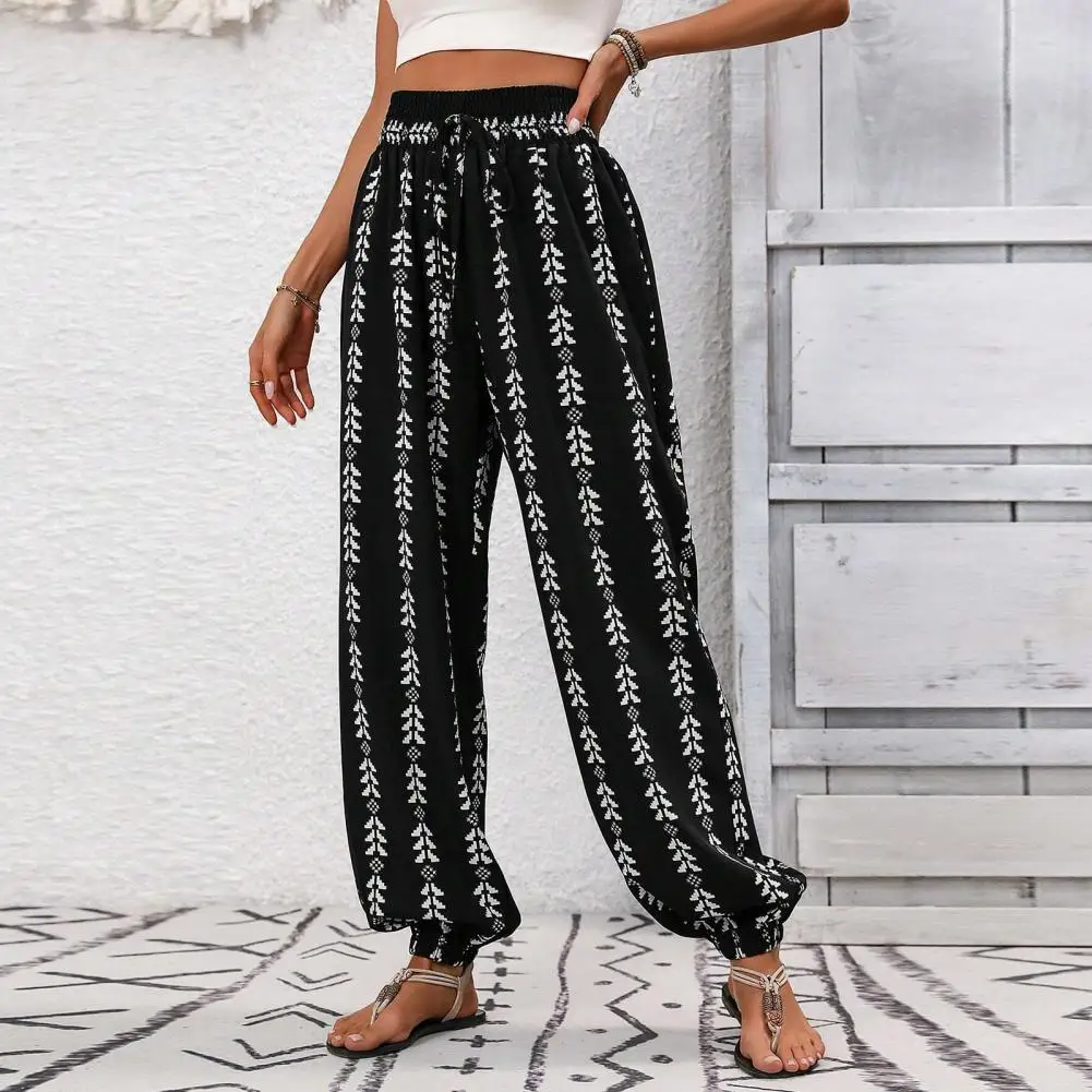 Elastic Waist Wide-leg Pants Side Pocket Shorts Fashionable Women's Bloomers Elastic Waist Wide Leg Pants with Adjustable