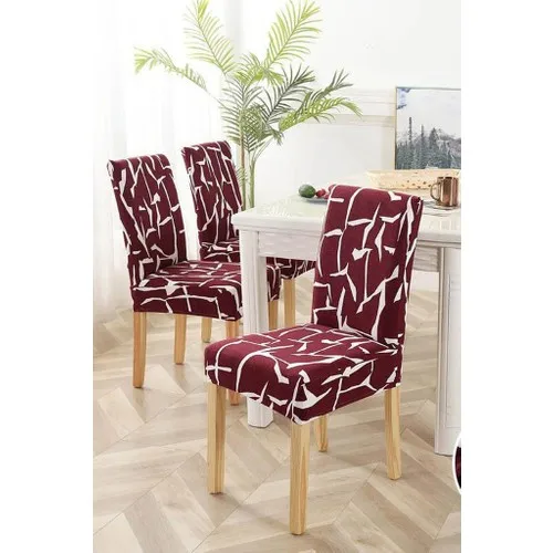 Bogda Patterned Chair Case, 6 Pcs, lycra, Elasticized Fabric, white Line Pattern