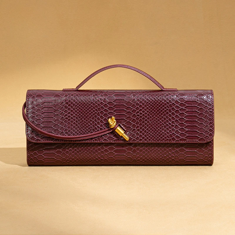 

Stylish horizontal women holding dinner bag Vintage stone ancient baguette bag organ all-in-one crossbody bag