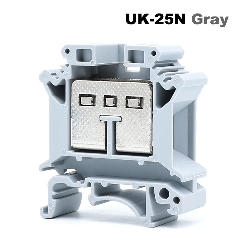 50Pcs UK25N Din Rail Universal Terminal Block Screw Type Brass Wire Cable Electrical Connector 800V 100A 4AWG 25mm²