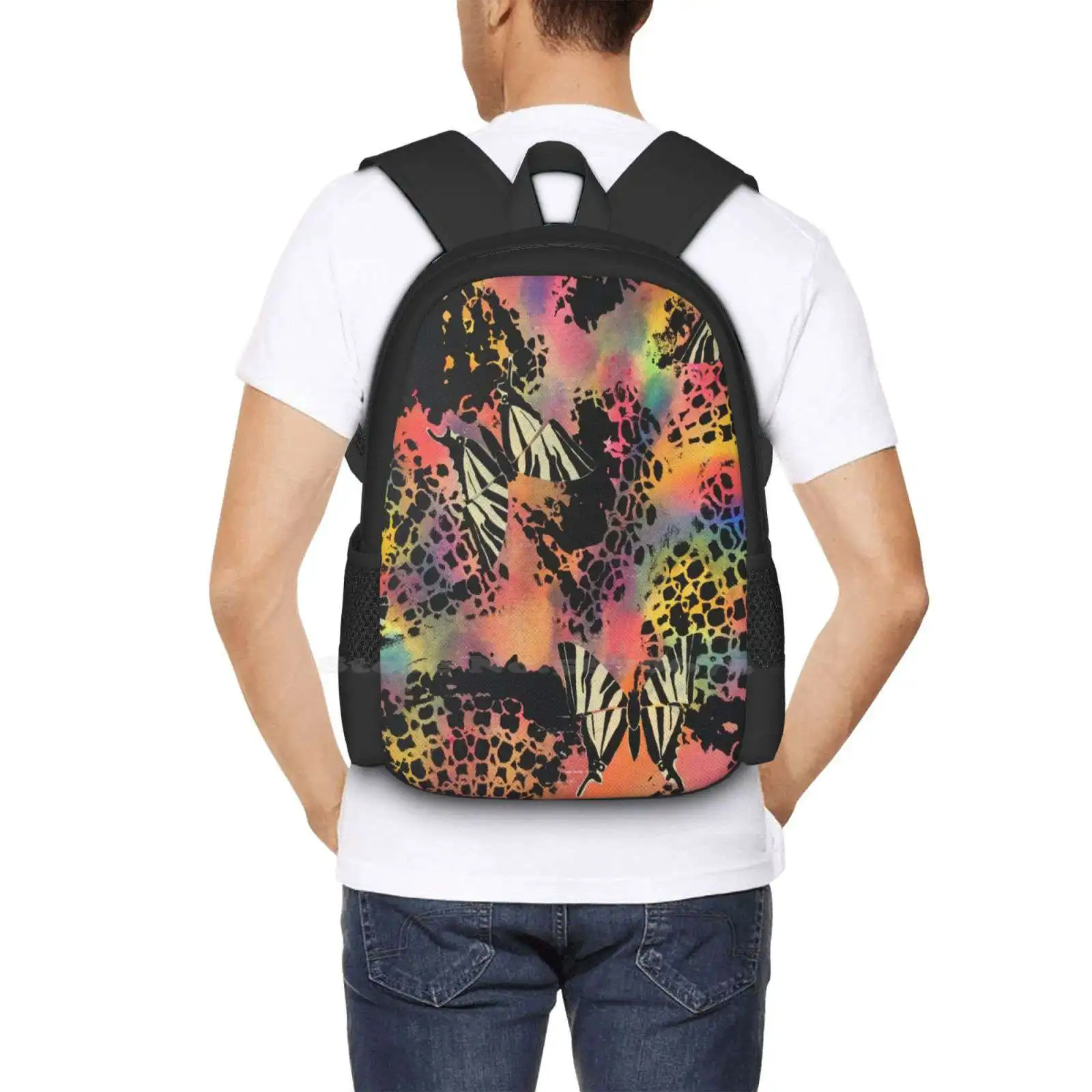 Schwalben schwanz Schmetterlinge auf schwarzer Spitze heißen Verkauf Rucksack Mode Taschen Schwalben schwanz Schmetterling Schmetterlinge Regenbogen rosa orange blau