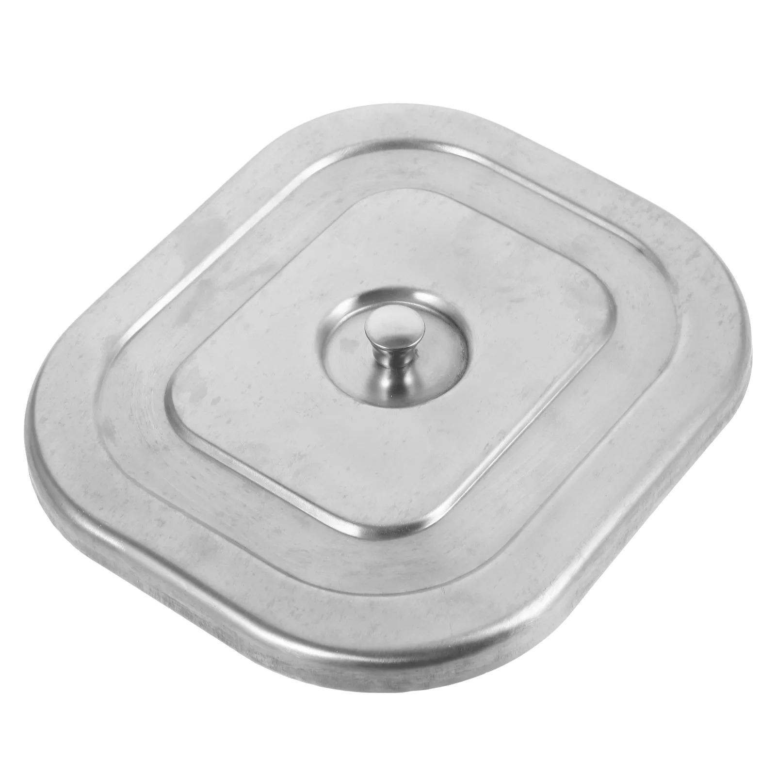 

Rectangular Stainless Steel Trash Can Lid Embedded Sink Countertop Garbage Cover for Kitchen Bathroom Desktop Organization