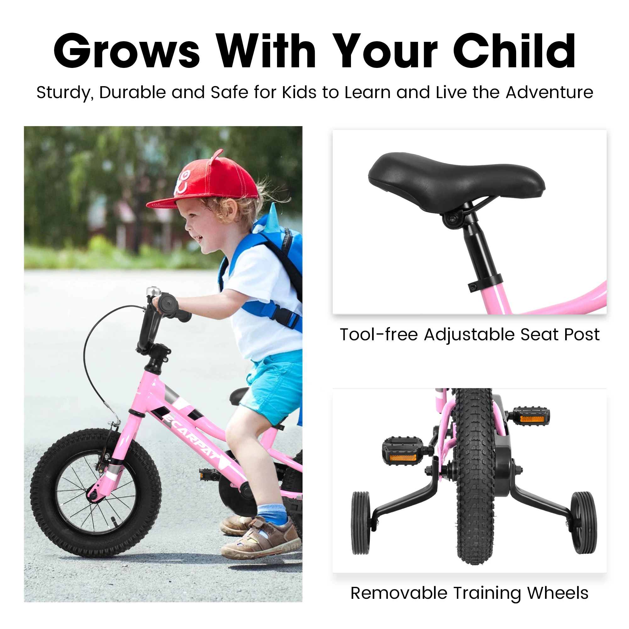 Ecarpat Kids’ Bike 12/14/16/18 Inch Wheels, Boys Girls Child Bicycles For 2-8 Years, Removable Training Wheels Baby Toys