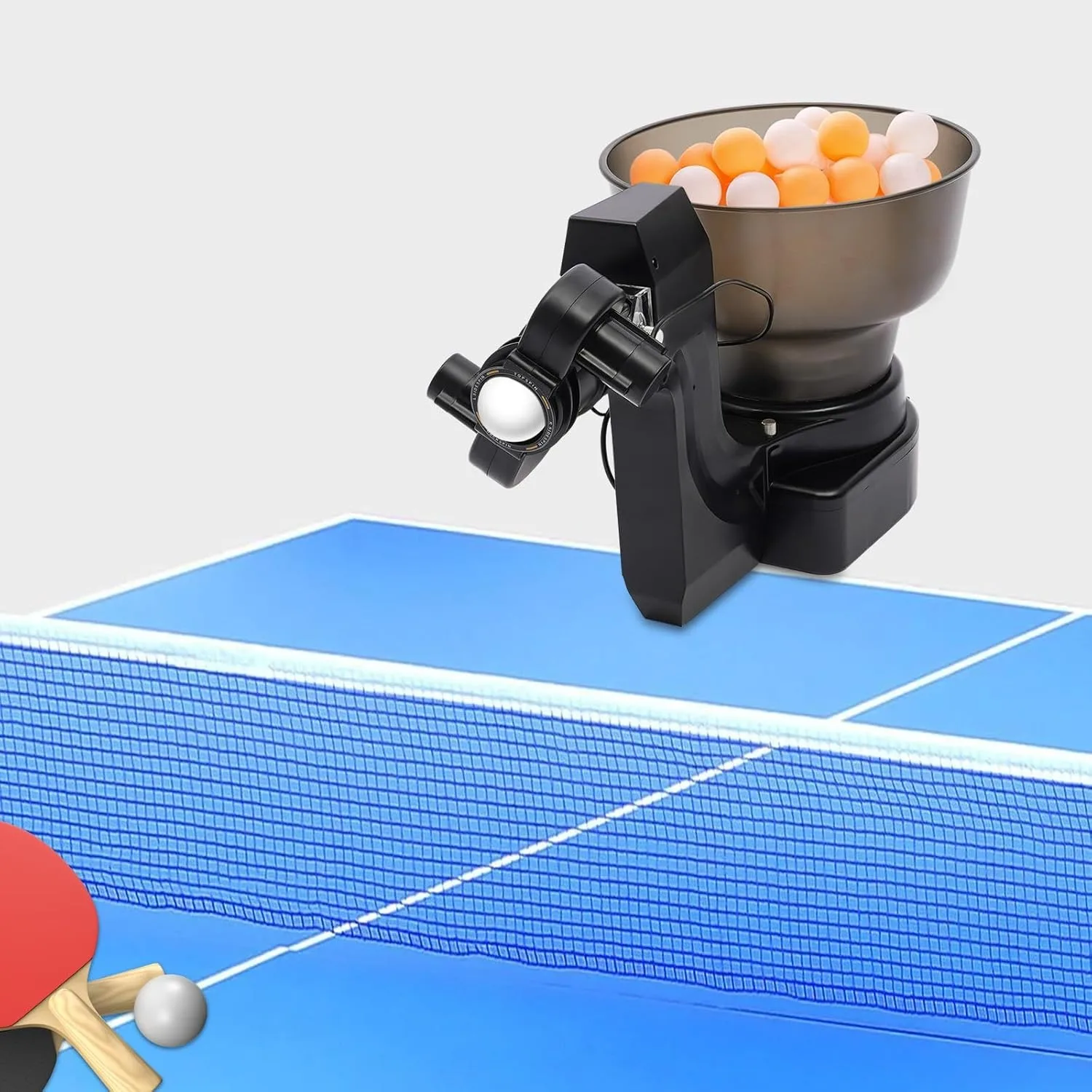 Table Tennis Robot Ping Pong Automatic Ball Machine, Portable Ping Pong Machine  for Training Hold Approximately 110 Balls