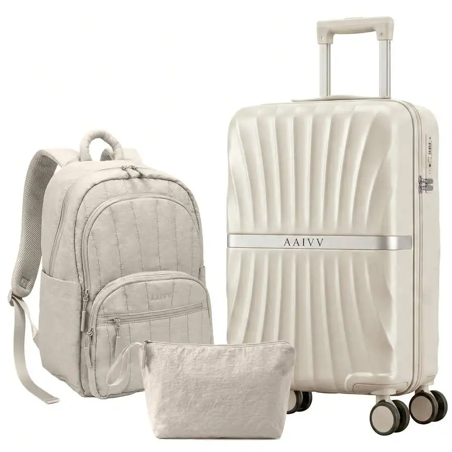 20in Carry On Luggage Set, Multi‑Function Backpack & Makeup Bag, Lightweight Travel Suitcase For Business Weekend Trip
