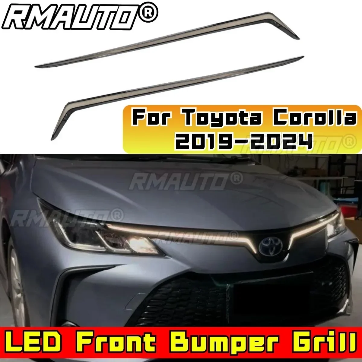 For Corolla Car Bumper LED Grill Racing Grills Front Bumper Grill Racing Grills For Toyota Corolla 2019-2024 Car Accessories