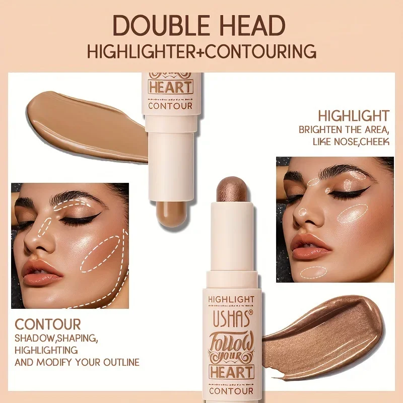 Double-end Face Highlight & Contour Stick Oil-control Concealer Pencil Facial Highlight Corrector Pen Long Lasting Makeup