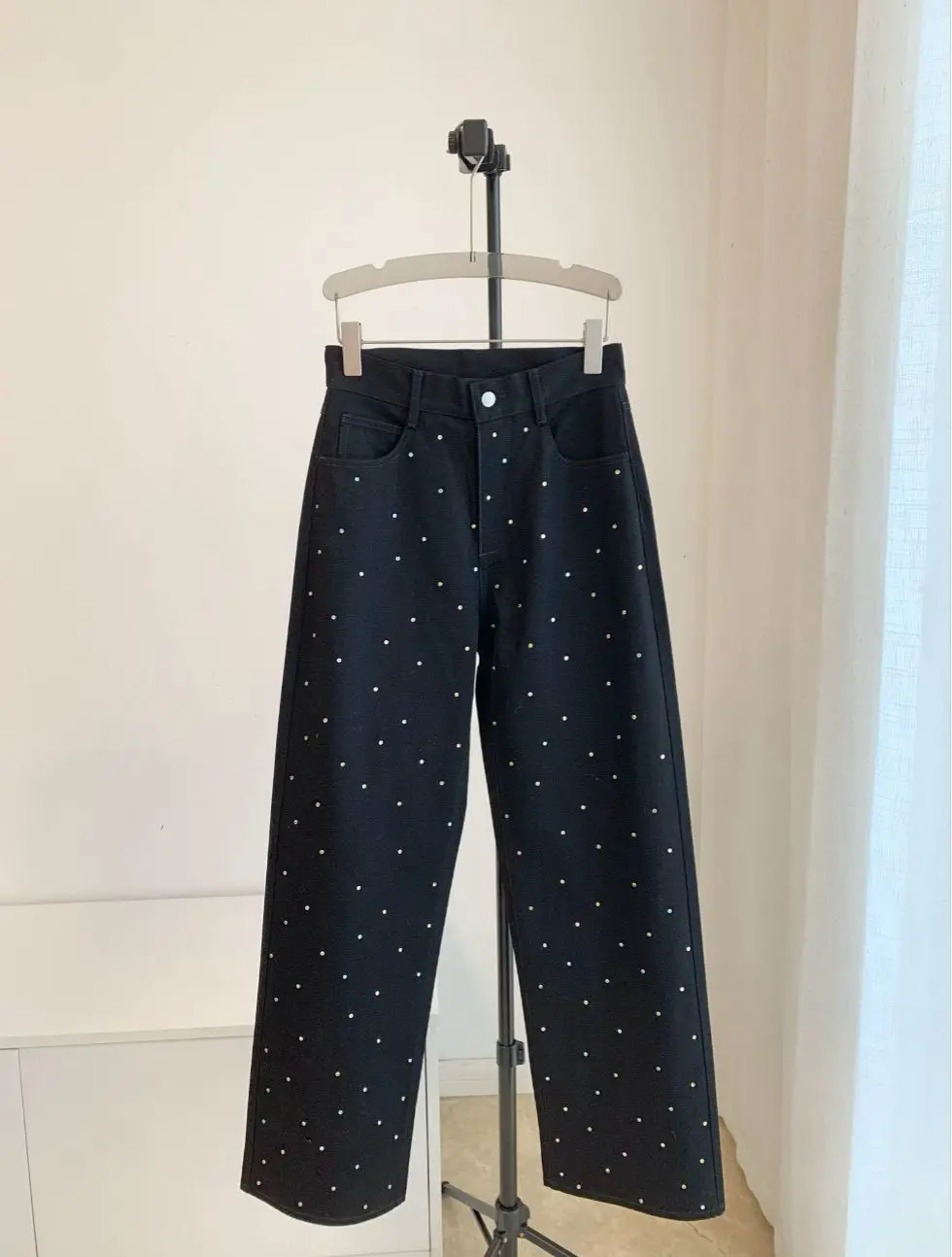 

Women autumn new fashion Cowboy jacket, diamond studded fashion, long sleeved jacket+jeans, wide leg pants, long pants