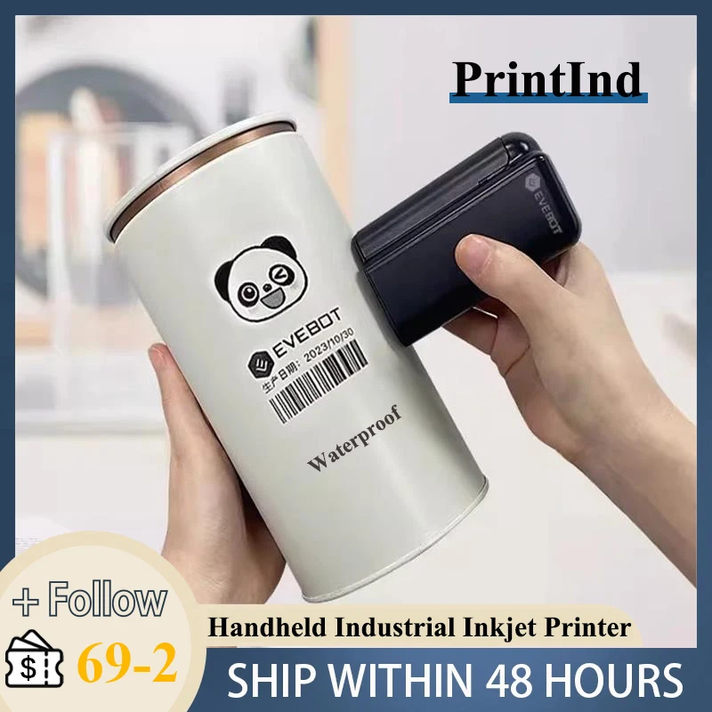 

Evebot PrintInd Ультрапортативный ручной промышленный струйный принтер Быстросохнущие чернила на основе растворителя Водонепроницаемые для любых поверхностей