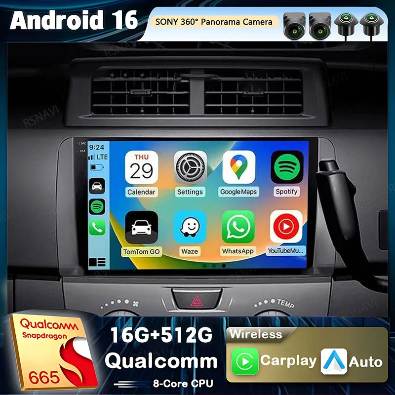 Android 16 Qualcomm Carplay Auto For Toyota BB 2 QNC20 2005 - 2016 Car Radio DSP 4GWIFI GPS Navigation Player Multimedia DVD BT