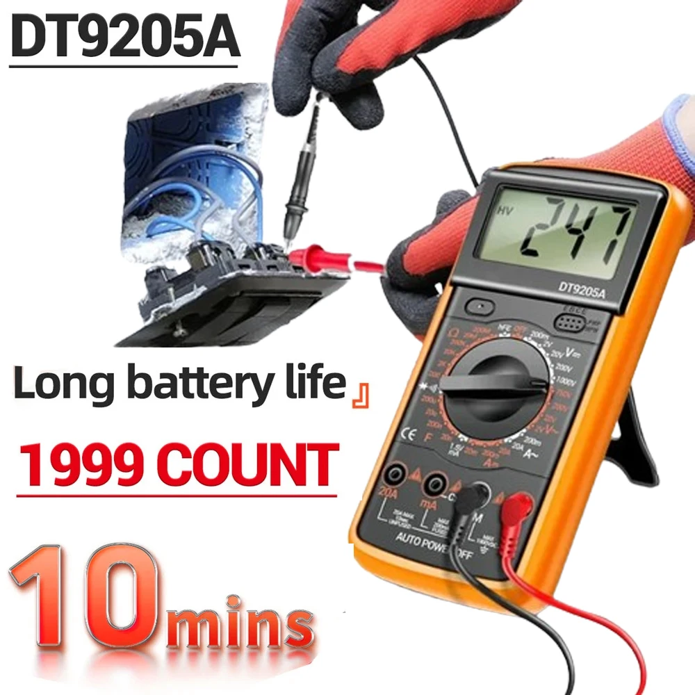 DT9205A Display LCD AC/DC Tester portatile elettrico professionale misuratore multimetro digitale amperometro Multitester