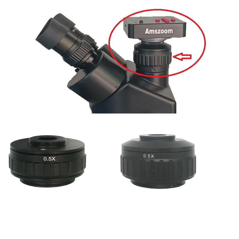 0.5X C-Mount Lens Adapter 35mm Diameter Field For Simul Focal Trinocular Stereo Microscope Video Camera