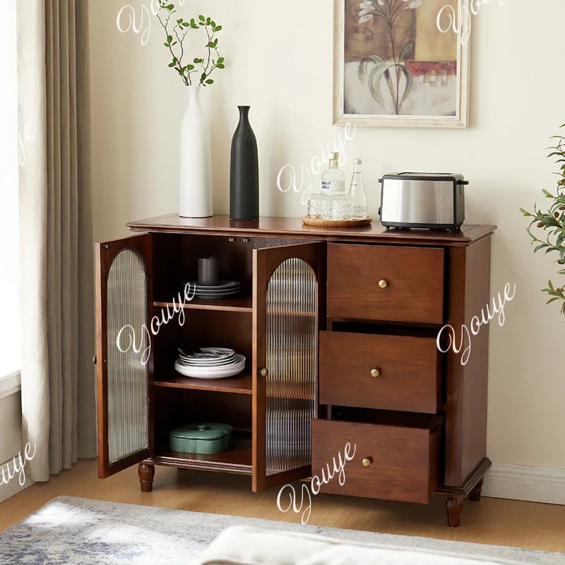 

J American Full Solid Wood Ash Sideboard, Walnut Living Room, Wine Cabinet, Pantry Cabinet, Modern Storage Cabinet, Integrated S