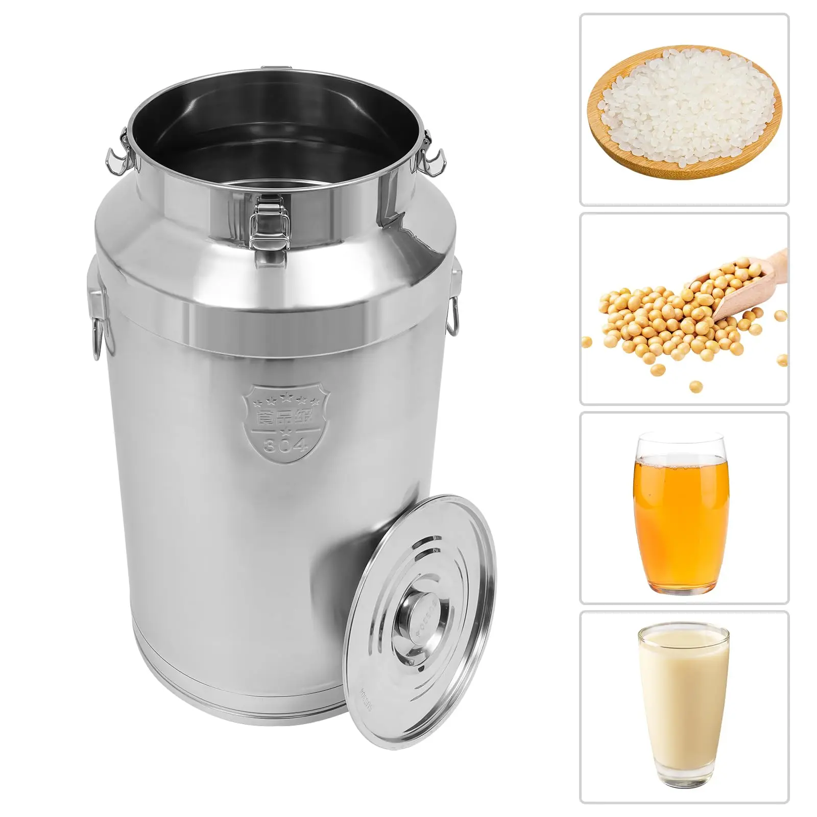 

88L/23.25加仑 Milk Can, Heavy Duty Milk Jug Milk Bucket Transport Container Wine Pail Bucket Bottle Stainless Steel with Seale