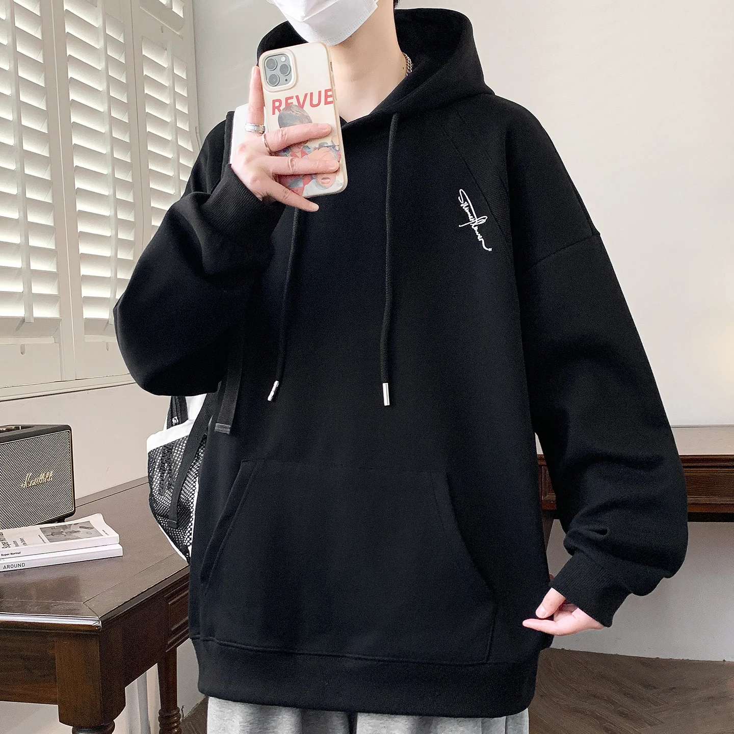 Casual Men's Cotton Hoodies 2026 Spring Autumn Hooded Sweatshirts Outdoor Solid Hoody Tops Clothing Youth Sportswear Pullovers view 3