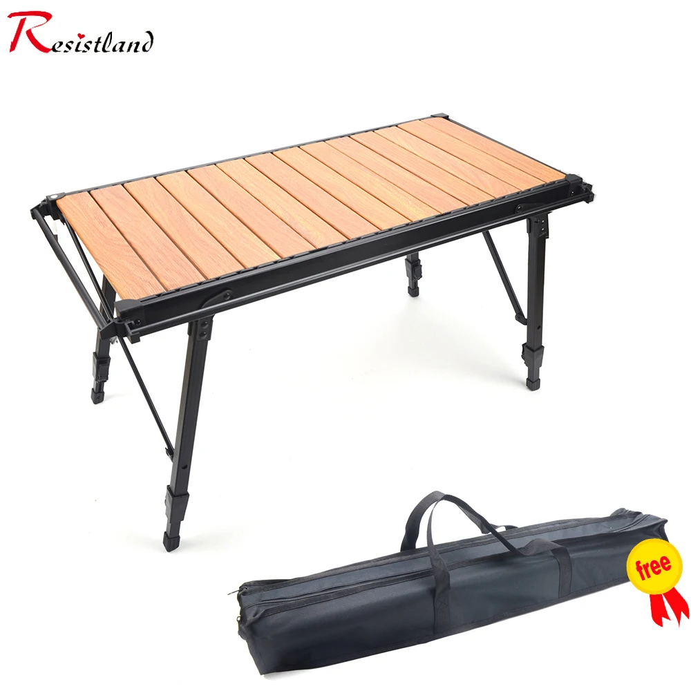 Mesa plegable de madera IGT extraíble para acampar, estufa de Gas, portátil, ligera, parrilla de barbacoa, mesa de Picnic al aire libre, mesa de