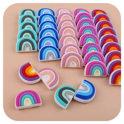 Silicone grânulos para bebê dentição anel, conjunto de 5 peças, cor do arco-íris, bpa livre, acessórios de grau alimentício, novo