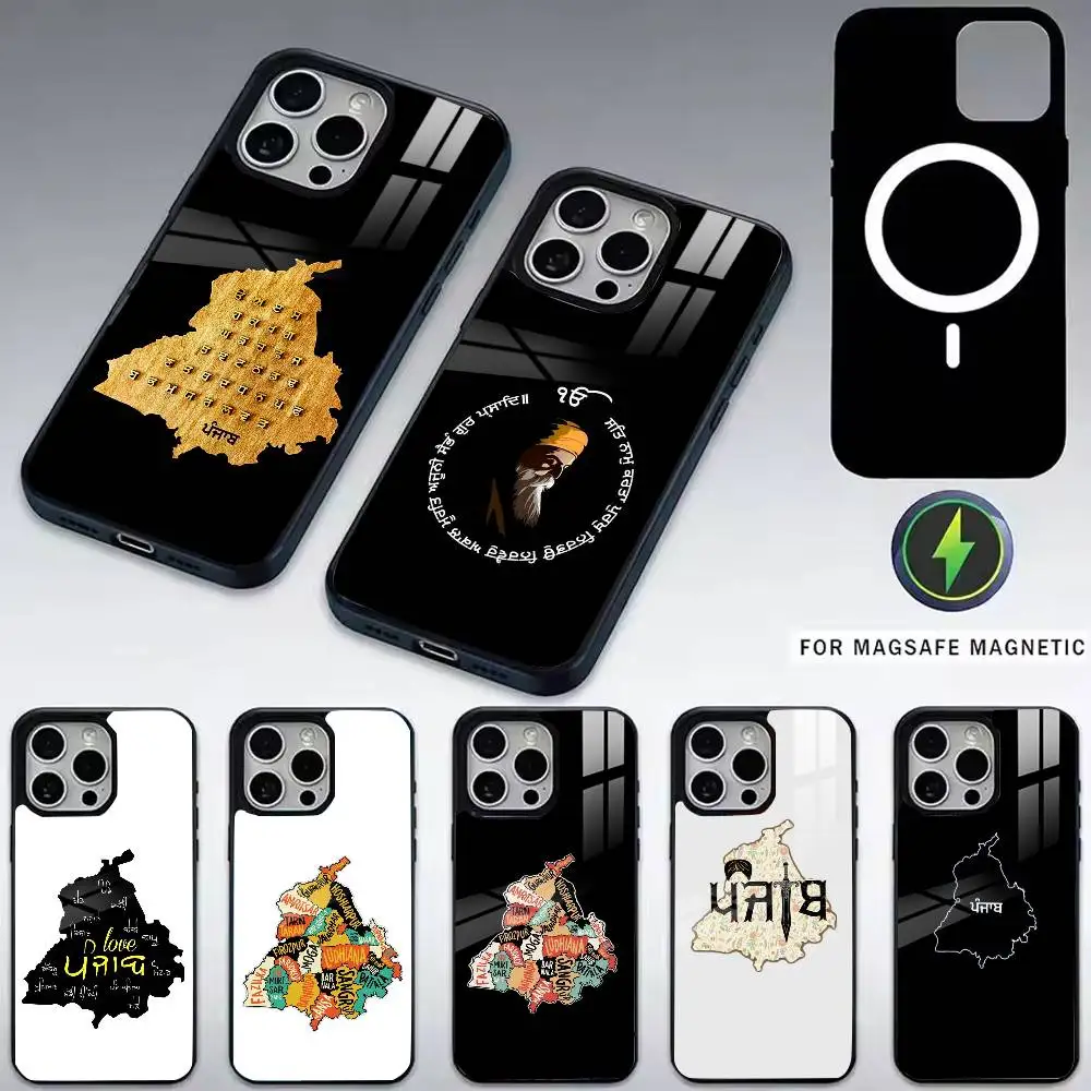 

Чехол для телефона с картой Пенджаба для iPhone 17, 16, 15, 14, 13, 12, 11 Plus, Pro, магнитный, для беспроводной зарядки Magsafe