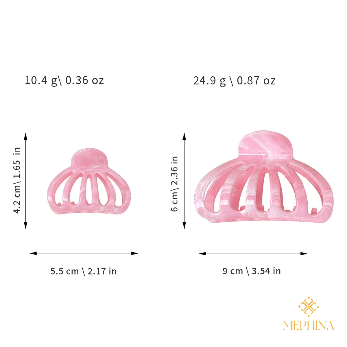 MEPHINA اليقطين مشبك شعر مقاطع مخلب شعر بسيط الجوف التدريجي دبوس الشعر الملونة مشبك شعر أنيق مخلب شعر اكسسوارات للنساء