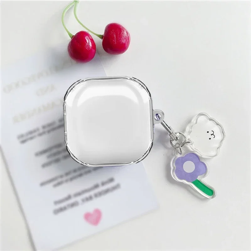 حافظة ناعمة وواضحة لسامسونج جالاكسي براعم 2 برو/لايف/فاي ، تصميم كرتون خوخ لطيف