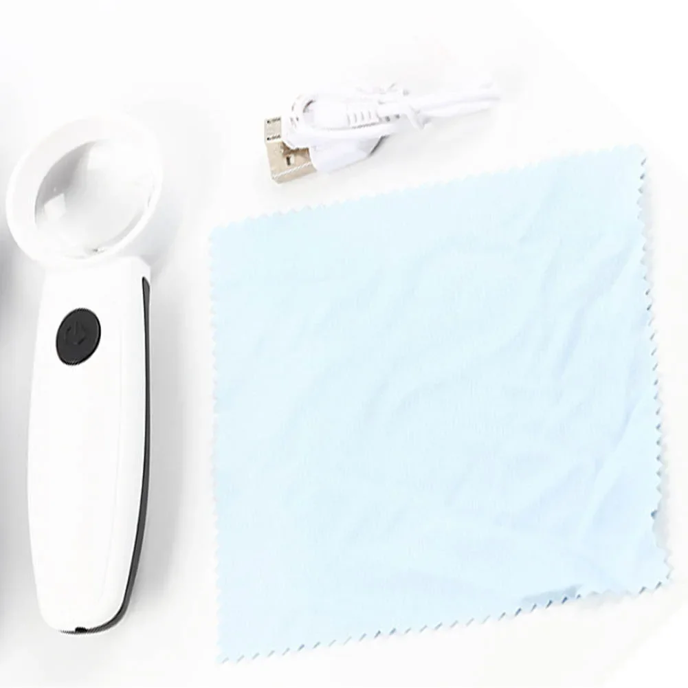 USB Rechargeable Handheld Magnifying Glass Portable Mini Reading Magnifiers with LED light Jewelry Jade Identification