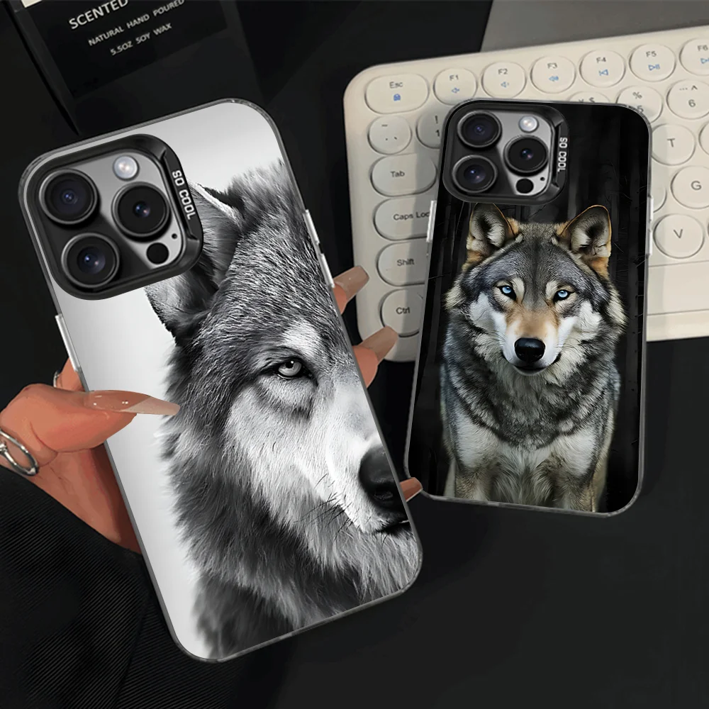 

Wolf Phone Case For iPhone 16,15,14,13,12,11,Pro,Max,Plus,Mini,XS,SE Anti Fall Black Matte Hard Bumper