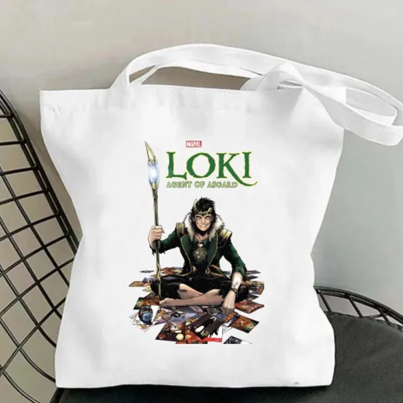 BEAST KINGDOM L-Loki Movie Women Shoulder Bags Casual Handbag Tote Bag Large Capacity Cotton Shopping Bag