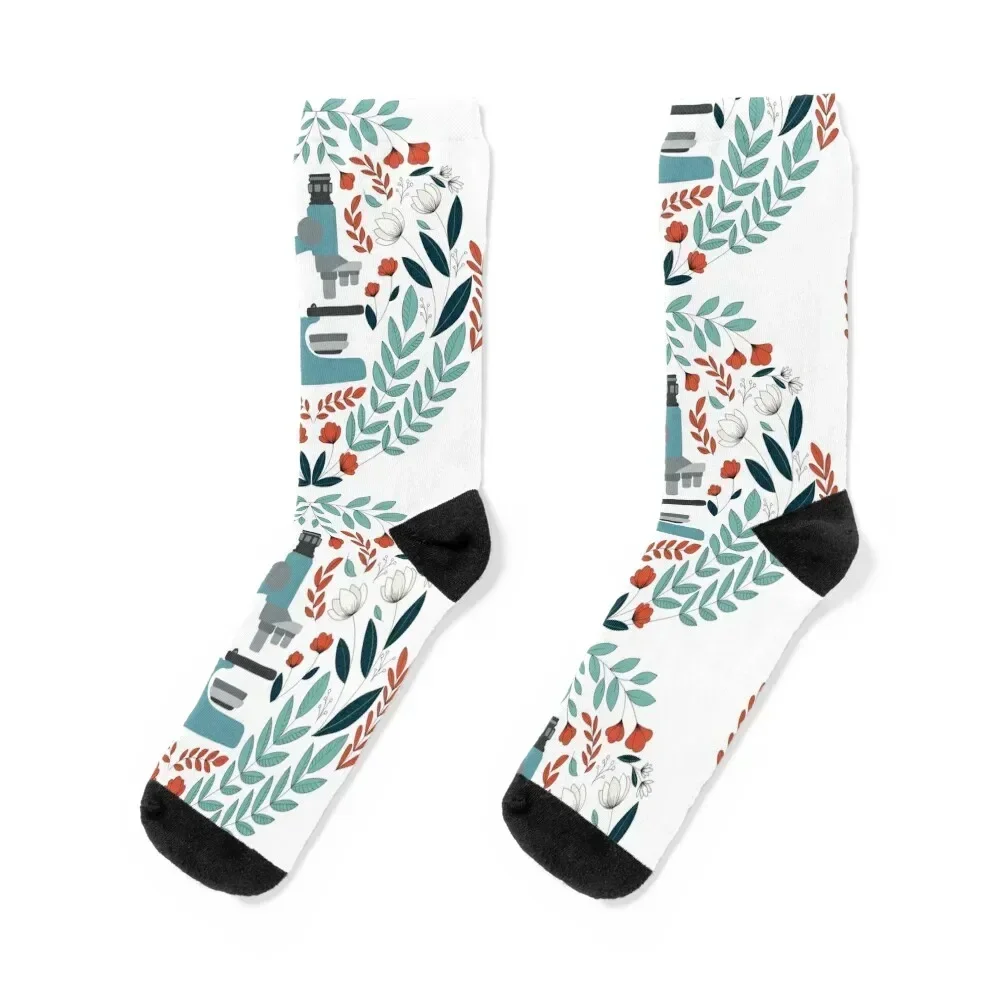 

Blue Folk Microscope Socks man floor Thermal man winter Rugby Men Socks Luxury Brand Women's