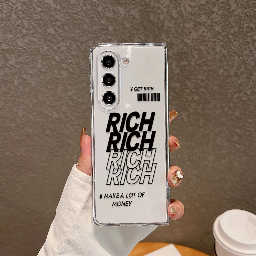 Korean Letter Phone Case For Samsung Galaxy Z Fold 7 ZFold 6 5 Z Fold 4 3 2 Z Fold SE W26 W25 Clear Hard Folding Cover