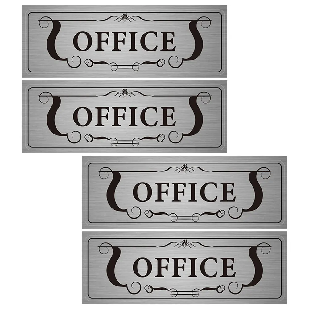 

4pcs Office Door Stickers PVC Business Sign Decals Elegant Design Material Clear Messaging Door Signs Window House