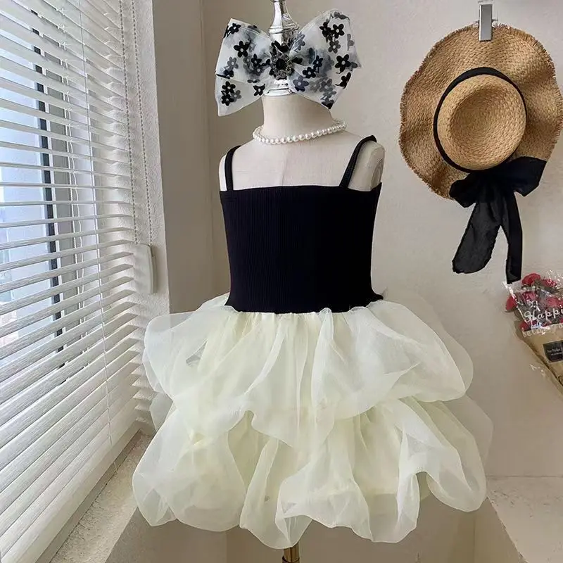 

Children's Korean Style Sling Dress For Kids Girl 3 to 14 Year Old Birthday Tutu Princess Dresses Party Wedding Dress