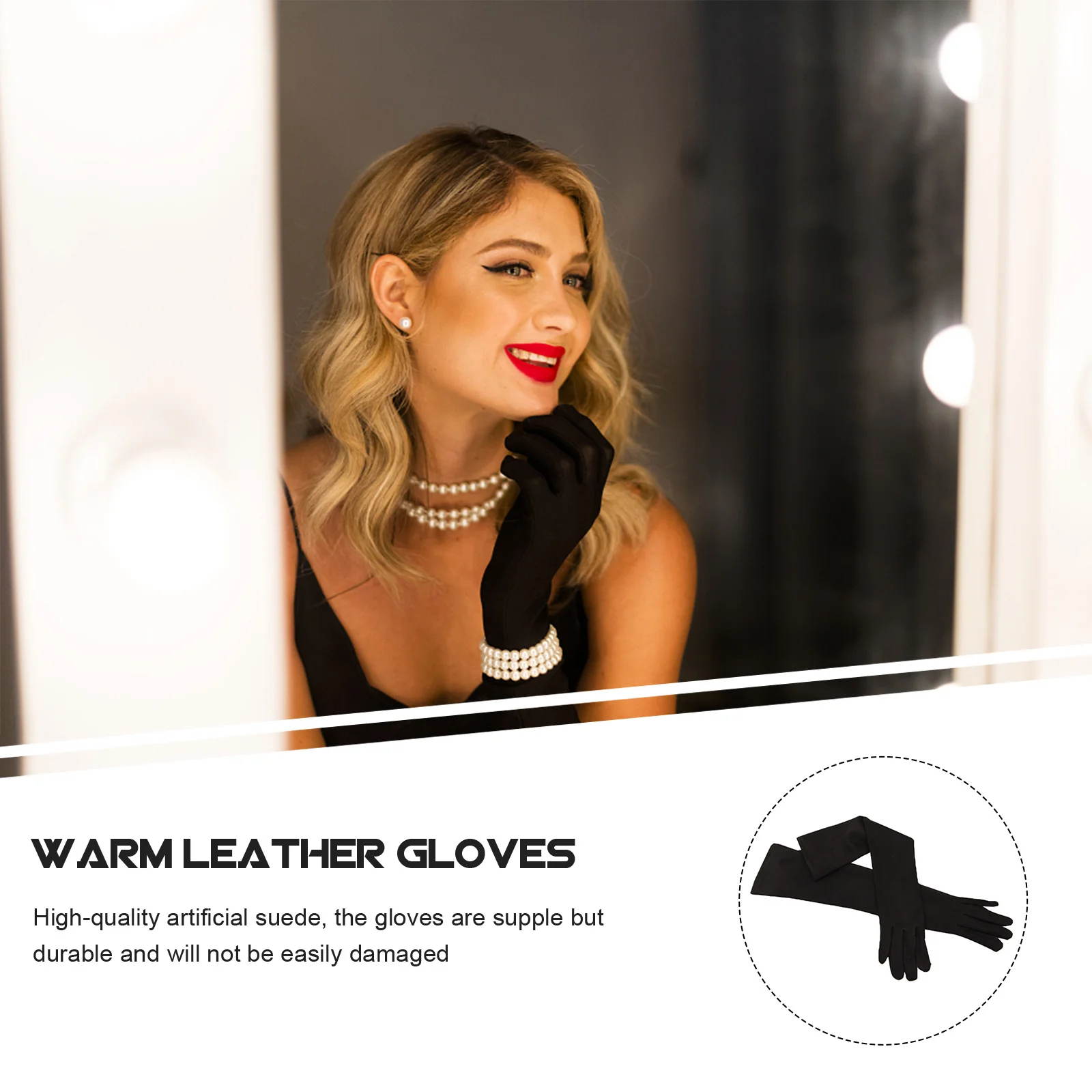 

4pcs Black Arm Sleeves Lightweight Warmth Retention Fluff Gloves For Winter Outdoor Use Durable Full-Finger Driving Gloves